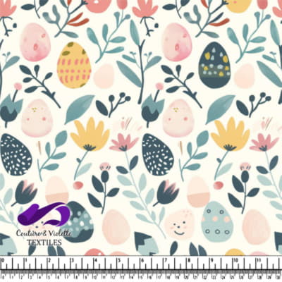 Motif d'Œufs de Pâques et de Fleurs Printanières