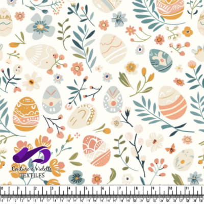 Motif Œufs de Pâques et Fleurs de Printemps