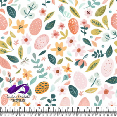 Motif Floral et Feuilles de Printemps