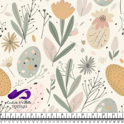 Motif Floral et Oeufs Pastel Doux
