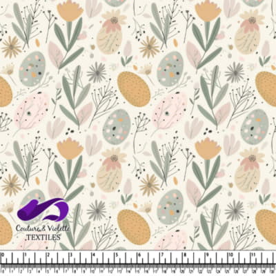 Motif Floral et Oeufs Pastel Doux