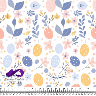 Motif de Fleurs et Oeufs de Pâques