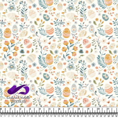 Motif Œufs de Pâques et Fleurs de Printemps