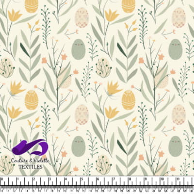 Motif Œufs de Pâques et Fleurs Sauvages