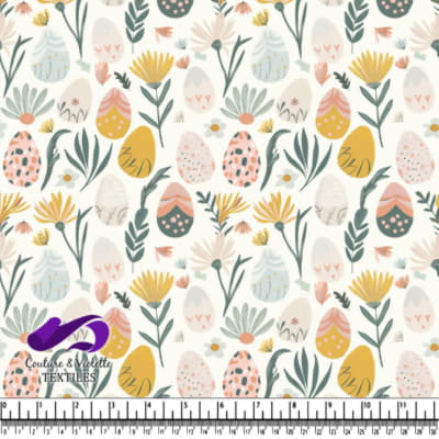 Motif Œufs de Pâques et Fleurs de Printemps