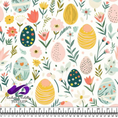 Motif Coloré d'Œufs de Pâques et de Fleurs de Printemps