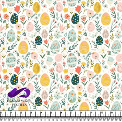 Motif Coloré d'Œufs de Pâques et de Fleurs de Printemps