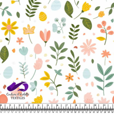 Motif Floral et Feuilles Pastel