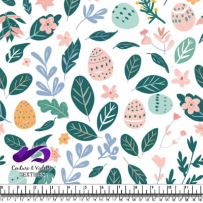 Motif d'Œufs de Pâques et de Feuilles Printanières