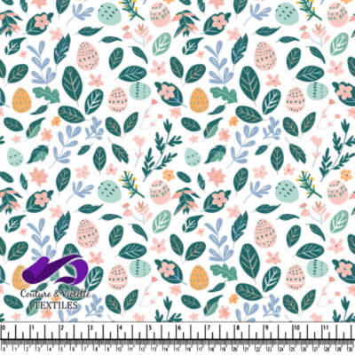 Motif d'Œufs de Pâques et de Feuilles Printanières