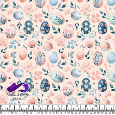 Floral Pattern with Decorative Easter Eggs