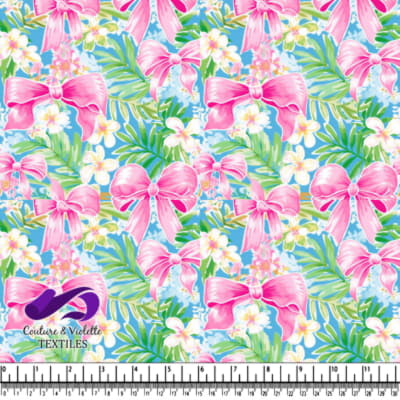 Tropical Floral Pattern with Pink Bows