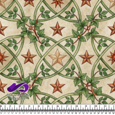 Interwoven Ivy and Star Pattern Fabric