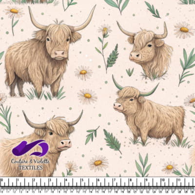 Highland Cows Floral Pattern Design
