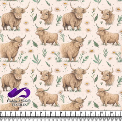Highland Cows Floral Pattern Design
