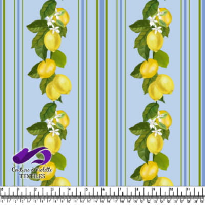 Striped Lemon Branch Textile Pattern