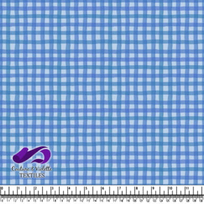 Blue and White Gingham Checkered Fabric
