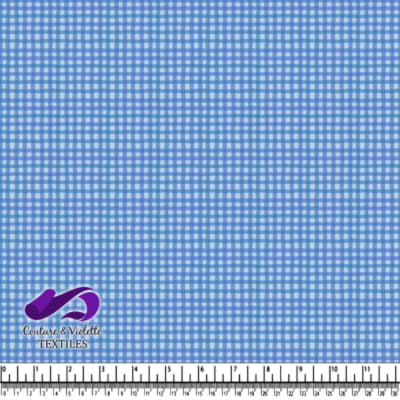Blue and White Gingham Checkered Fabric