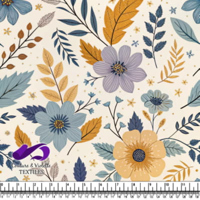 Vintage Blue and Yellow Floral Pattern