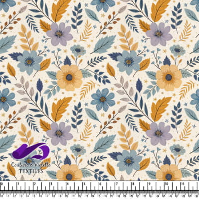 Vintage Blue and Yellow Floral Pattern