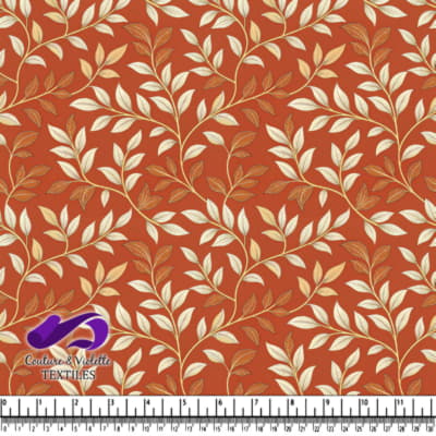 Autumn Leaves Pattern on Rust Background