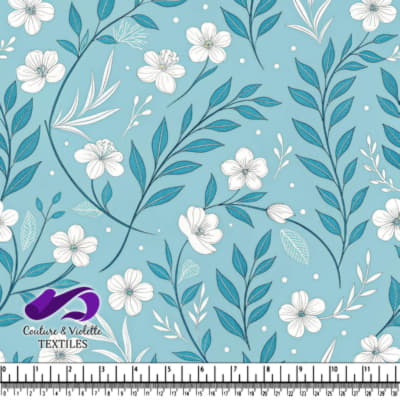 Motif Floral Bleu et Blanc