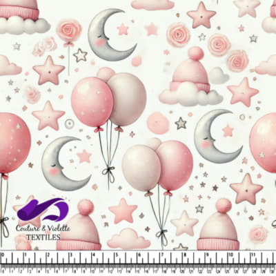 Dreamy Pink Moon and Balloons Pattern
