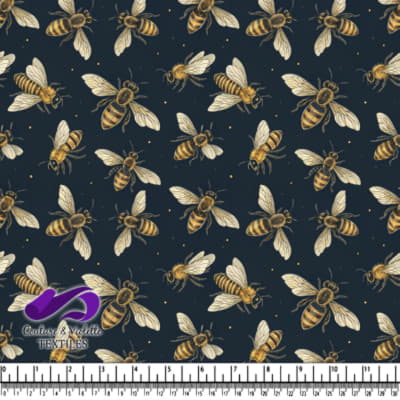 Golden Bees on Dark Background Pattern