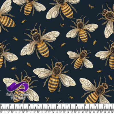 Golden Bees on Dark Background Pattern