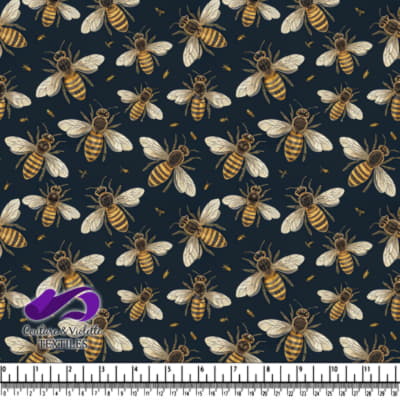 Golden Bees on Dark Background Pattern