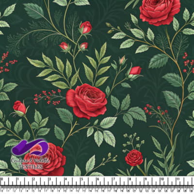 Dark Green Rose Floral Pattern