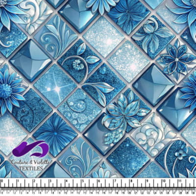 Blue Floral Mosaic Tile Pattern