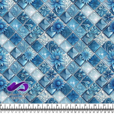 Blue Floral Mosaic Tile Pattern