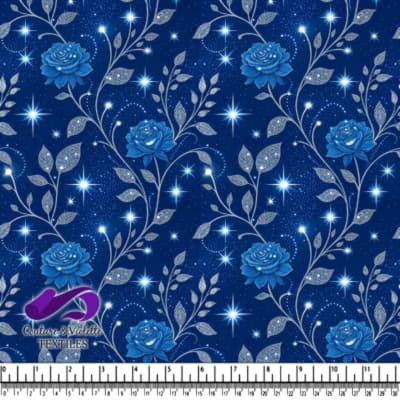 Blue Roses and Sparkling Stars Pattern