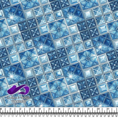 Blue Geometric Patterned Tiles Design