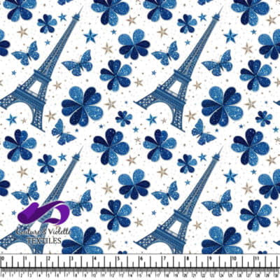 Blue Parisian Eiffel Tower Pattern