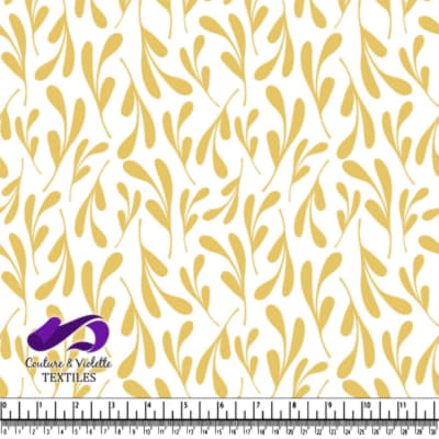 Golden Botanical Leaf Pattern on White