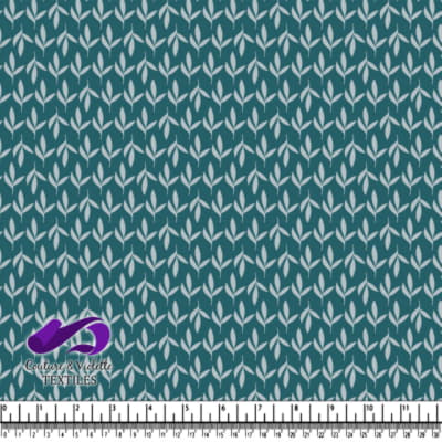 Blue Leaf Pattern Fabric Design