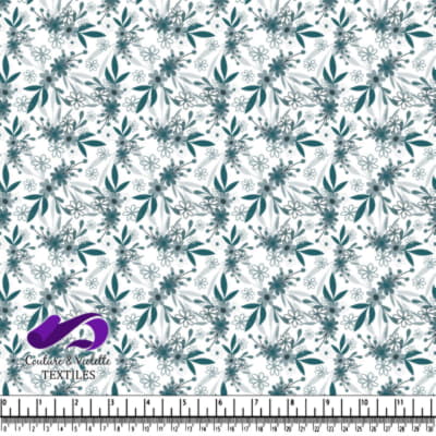 Teal and Gray Floral Leaf Pattern