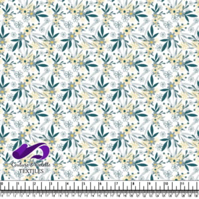 Delicate Yellow and Teal Floral Pattern