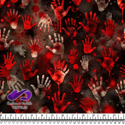 Bloody Handprints on Dark Background