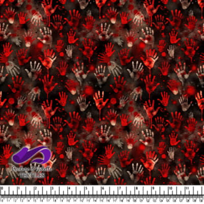 Bloody Handprints on Dark Background