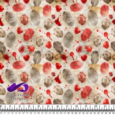 Bloody crime scene fingerprints pattern