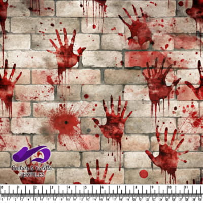Bloody Handprints on Brick Wall