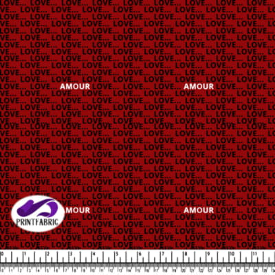 Amour - word love on red background