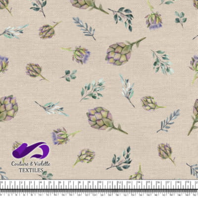 Artichoke on buttercream background