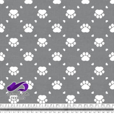 Cat - paws surround by littles hearts on ultimate gray texture