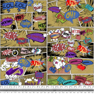 Comic book - Histoire en Mots Colorés sur un Fond Jaune