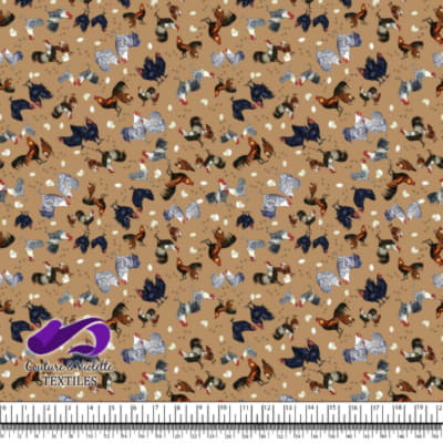 Roosters and hens - Flock on Iced coffee background