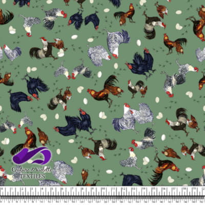 Roosters and hens - Flock on London Frost background